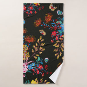 Elegant Blooming Garden floral and butterflies in  Bath Towel