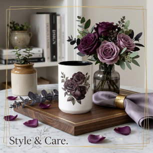 Elegant Blooming Rose Emblem Ceramic Coffee Mug