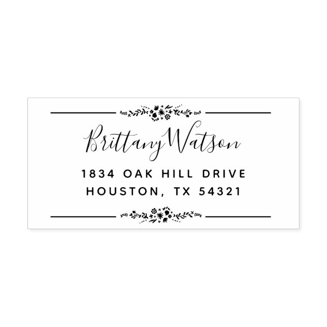 Elegant Blooms Floral Address Self-inking Stamp (Design)