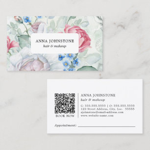 Elegant Blooms QR Code Appointment Business Card