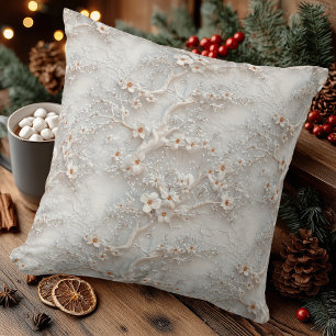 Elegant Blossom Embossed-Effect - Subtle Spring  Cushion