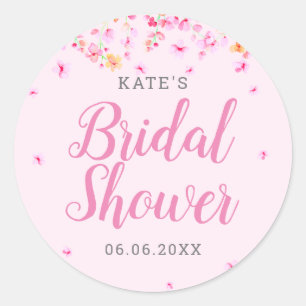 Elegant Blossom Floral Bridal Shower Favour Classic Round Sticker