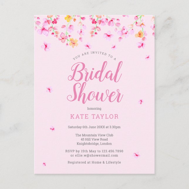 Elegant Blossom Floral Bridal Shower Invitation (Front)