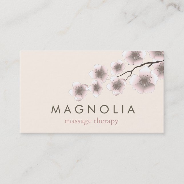 Elegant Blossom Pink Chic Zen Business Card (Front)