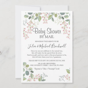 Elegant Blossom Watercolor Baby Shower by Mail Invitation