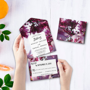 Elegant blossoms floral All in One Wedding Invite