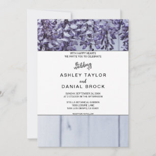Elegant blossoms purple roses wood floral Wedding  Invitation