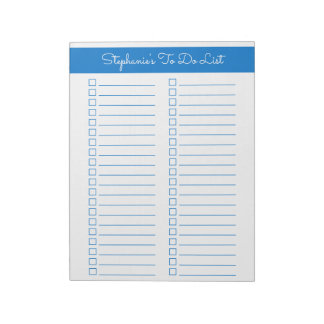 Elegant Blue 8.5x11 Two Column Checklist Notepad