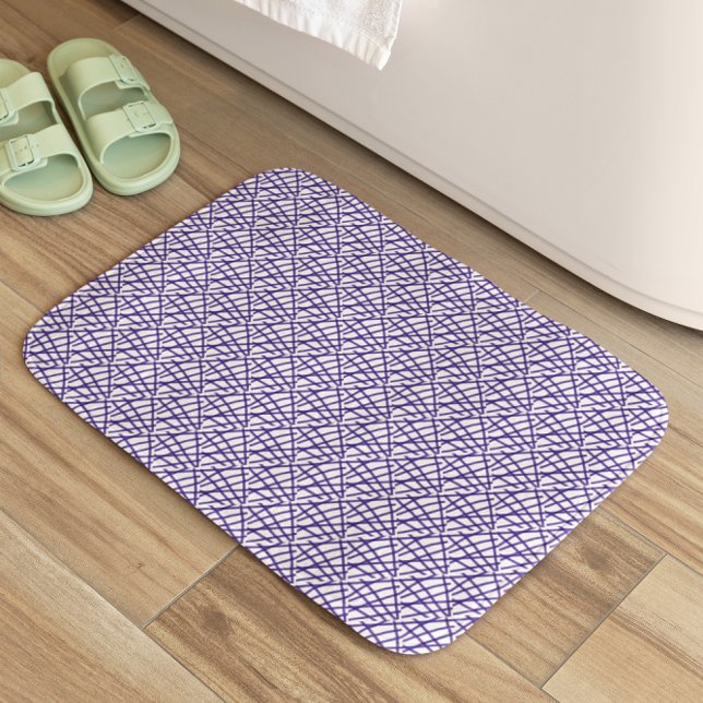Elegant Blue Abstract  Lines Bath Mat (Creator Uploaded)