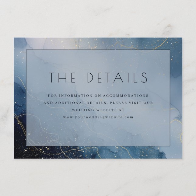 Elegant Blue Abstract Waves Enclosure Card (Front)