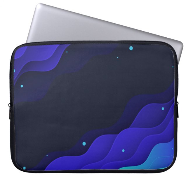 Elegant Blue Abstract Waves Laptop Sleeve (Front)
