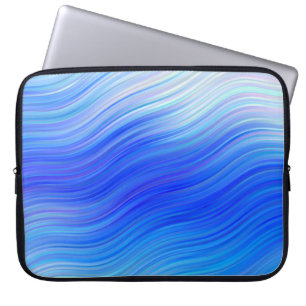 Elegant Blue Abstract Waves Laptop Sleeve