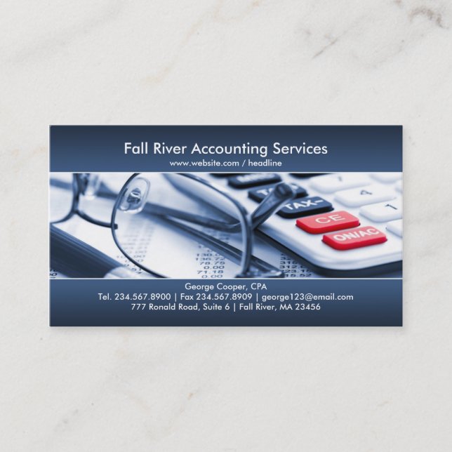 Elegant Blue Accounting Business Card (Front)