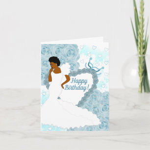 Elegant Blue African American Mother's Birthday Ca Card