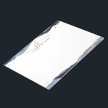 Elegant Blue Agate Script Monogram Initials Notepad<br><div class="desc">Personalised, elegant notepad with calligraphy script initials or monogram and name in navy blue and gold with blue agate and faux gold glitter border accents. CHANGES: The text font style, colour, size and placement can be changed by clicking EDIT for a custom look. ASSISTANCE: For help with design modification or...</div>