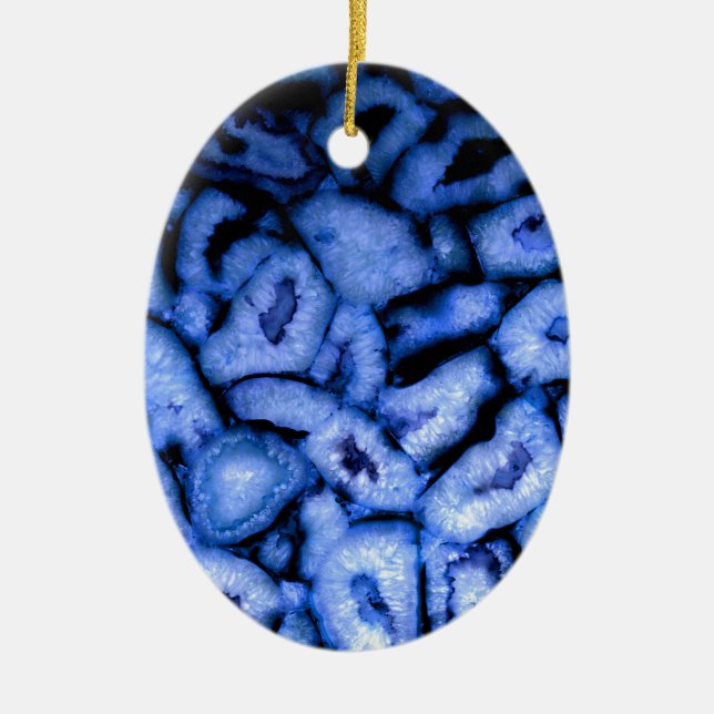 Elegant blue agates blue gemstones blue quartz ceramic ornament (Front)