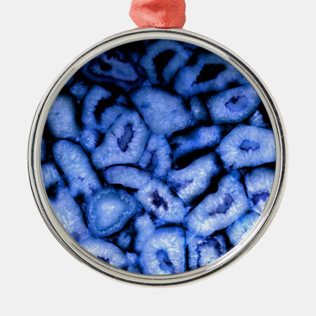 Elegant blue agates blue gemstones blue quartz metal ornament (Front)