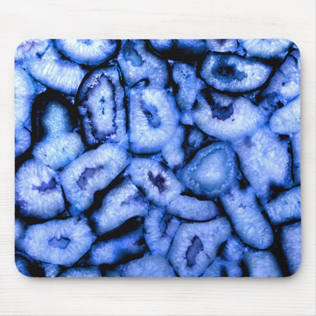 Elegant blue agates blue gemstones blue quartz mouse pad (Front)