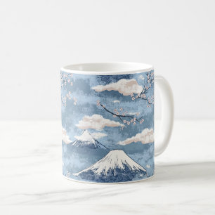 Elegant Blue Alpine Mountain Watercolor Art Coffee Mug