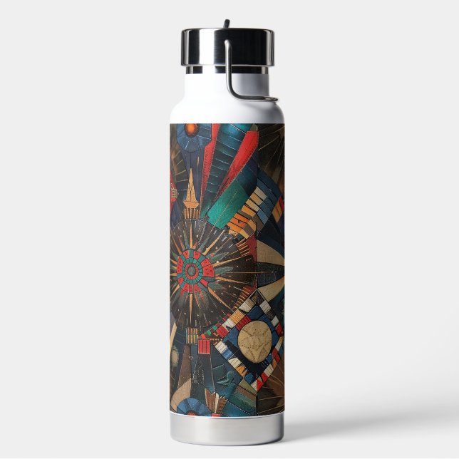 Elegant Blue "Ancient Indigenous Chronicles" Insul Water Bottle (Left)