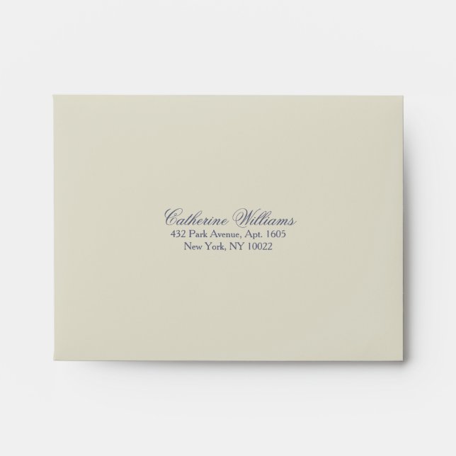 Elegant Blue and Beige Pre-Addressed RSVP Envelopes (Front)