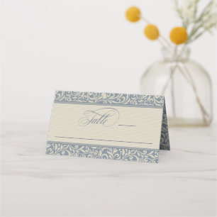 Elegant Blue and Beige Wedding Place Card