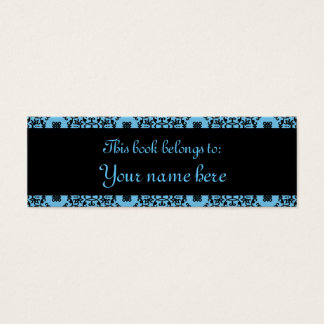 Elegant blue and black damask mini book marks