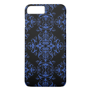 Elegant Blue and Black Damask Style Pattern iPhone 8 Plus/7 Plus Case