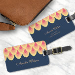 Elegant Blue and Blush Pink Geometric Luggage Tag<br><div class="desc">Stay stylish as you travel with this bag tag featuring a unique geometric pattern in shades of blush pink. Personalise this tag with your information and for more options such as to change the font and it's size click the "Customise it" button. *Please note that the Zazzle Watermark that appears...</div>