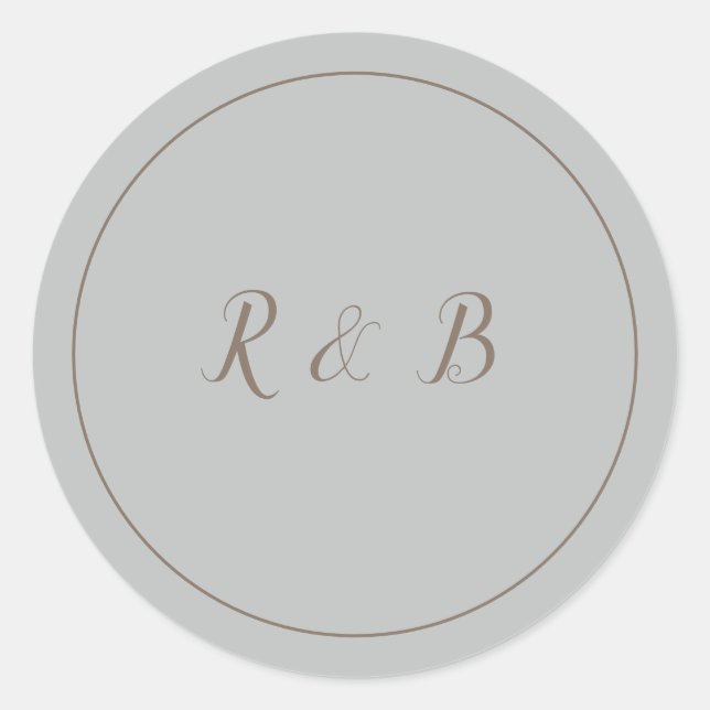Elegant Blue and Brown Classic Round Sticker (Front)