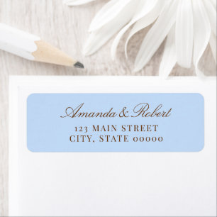 Elegant Blue and Brown Wedding Return Address Label