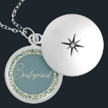 Elegant Blue and Cream Leaf Bridesmaid Locket Necklace<br><div class="desc">This beautiful locket is a special accessory designed for the Bridesmaid. The locket features a classic blue and cream colour scheme with a cream-coloured leaf pattern inside, adding a touch of elegance and natural beauty. The hidden message inside is a special touch that will make this locket even more meaningful...</div>