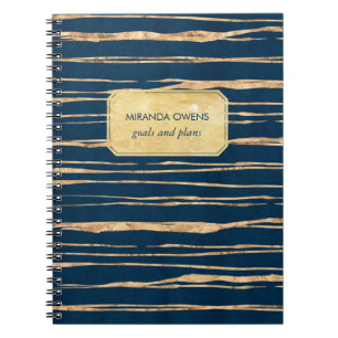 Elegant Blue and Faux Gold Foil Notebook