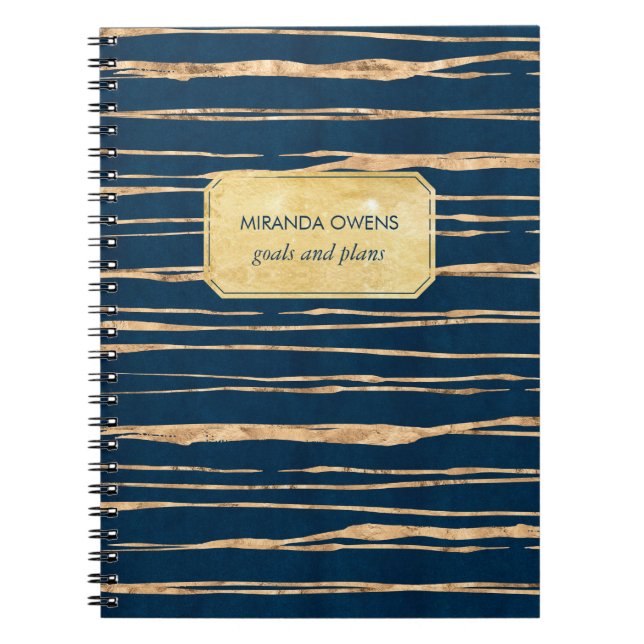 Elegant Blue and Faux Gold Foil Notebook (Front)