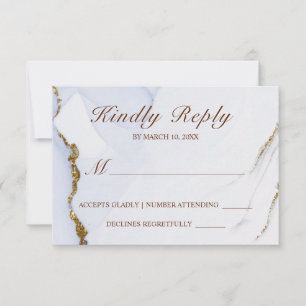Elegant Blue and Gold Abstract Design Wedding  RSV RSVP Card