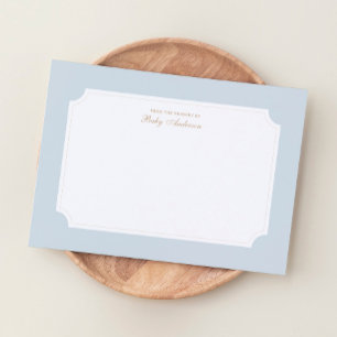 Elegant Blue and Gold Baby Shower Thank You Card