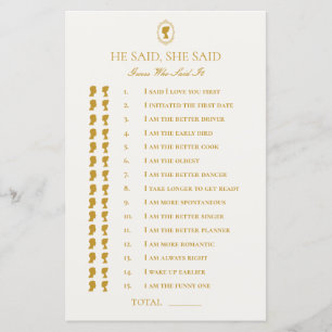 Elegant Blue and Gold Damask Bridal Shower Game