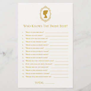 Elegant Blue and Gold Damask Bridal Shower Game