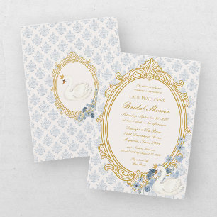 Elegant Blue and Gold Damask Bridal Shower Invitation