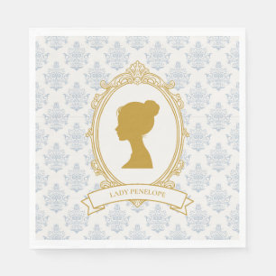 Elegant Blue and Gold Damask Bridal Shower Napkin