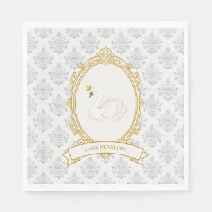 Elegant Blue and Gold Damask Bridal Shower Napkin