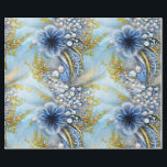 Elegant Blue and Gold Floral Beaded Wrapping Paper<br><div class="desc">Give your recipients your best. Use this lovely, sophisticated beaded, print "jewelled" with no actual glitter, foil, or beading, high-quality gift wrap with a grid back for easy cutting. You'll appreciate the ease of use and your recipients will love its elegant beauty. Good for all occasions and holidays, very versatile....</div>
