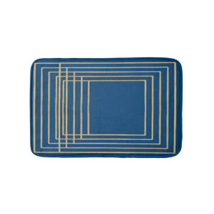 Elegant blue and gold frames Bath Mat