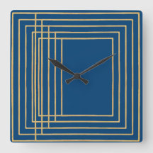 Elegant blue and gold frames Wall Clock