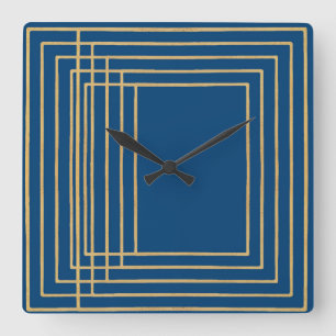 Elegant blue and gold frames Wall Clock