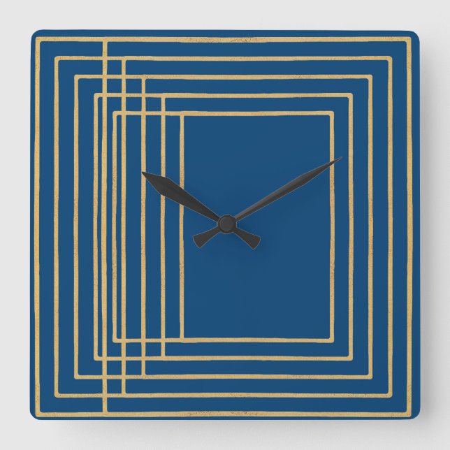 Elegant blue and gold frames Wall Clock (Front)