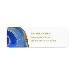 Elegant Blue and Gold Geode Return Address Label