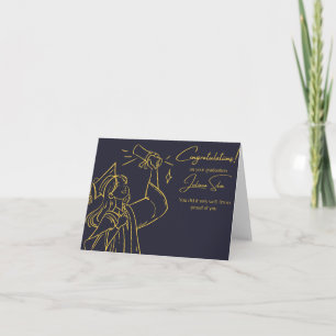 Elegant Blue and Gold Graduation Card