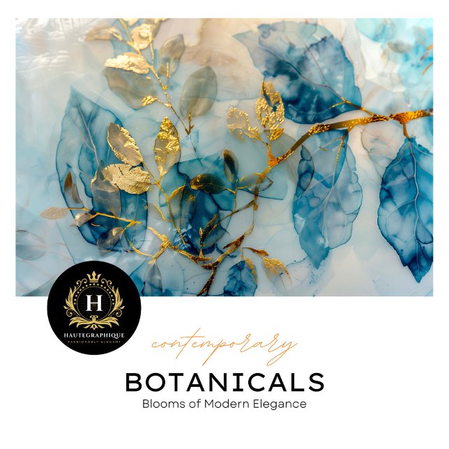 Elegant Blue and Gold Leaf Tissue Decoupage Paper (Creator Uploaded)