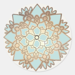 Elegant Blue and Gold Lotus Flower Sticker